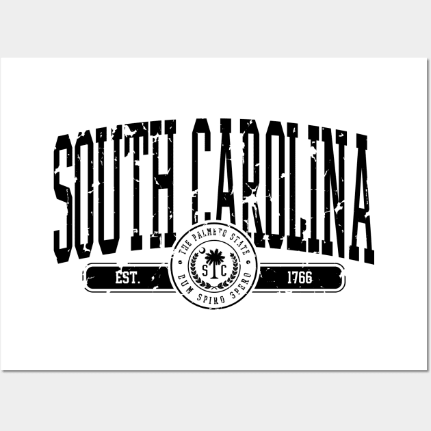 South Carolina Vintage Distressed Palmetto State Wall Art by FireflyCreative